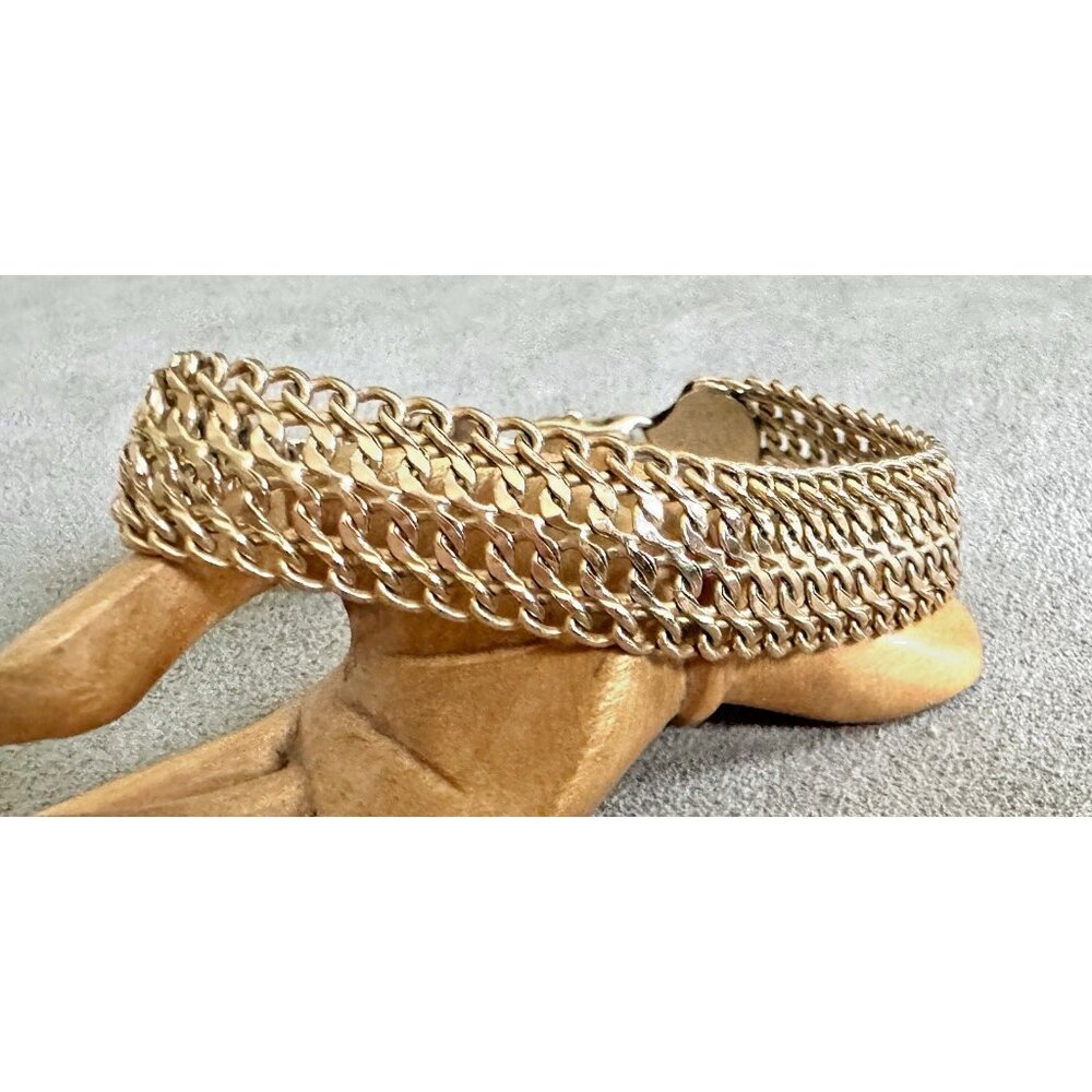 Vintage 14K GOLD 1/2" Wide MESH LINK BRACELET 7.5" Fancy Italy 10.4g - Perfect